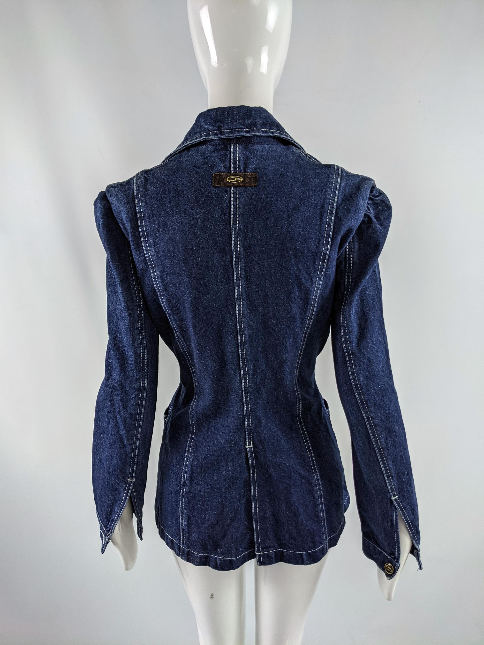 Destroy by John Richmond Vintage Womens Tailored Denim Jacket, 1990s For Sale 1