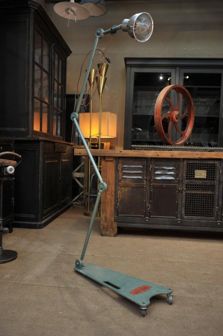 Desvil French Garage Articulated Floor Lampe, circa 1950 For Sale at 1stDibs