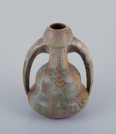 Desvres Fourmaintraux Delassus. Ceramic vase with handles in Crystal glaze.