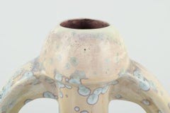 Desvres Fourmaintraux Delassus, France. Art Nouveau ceramic vase with handles.