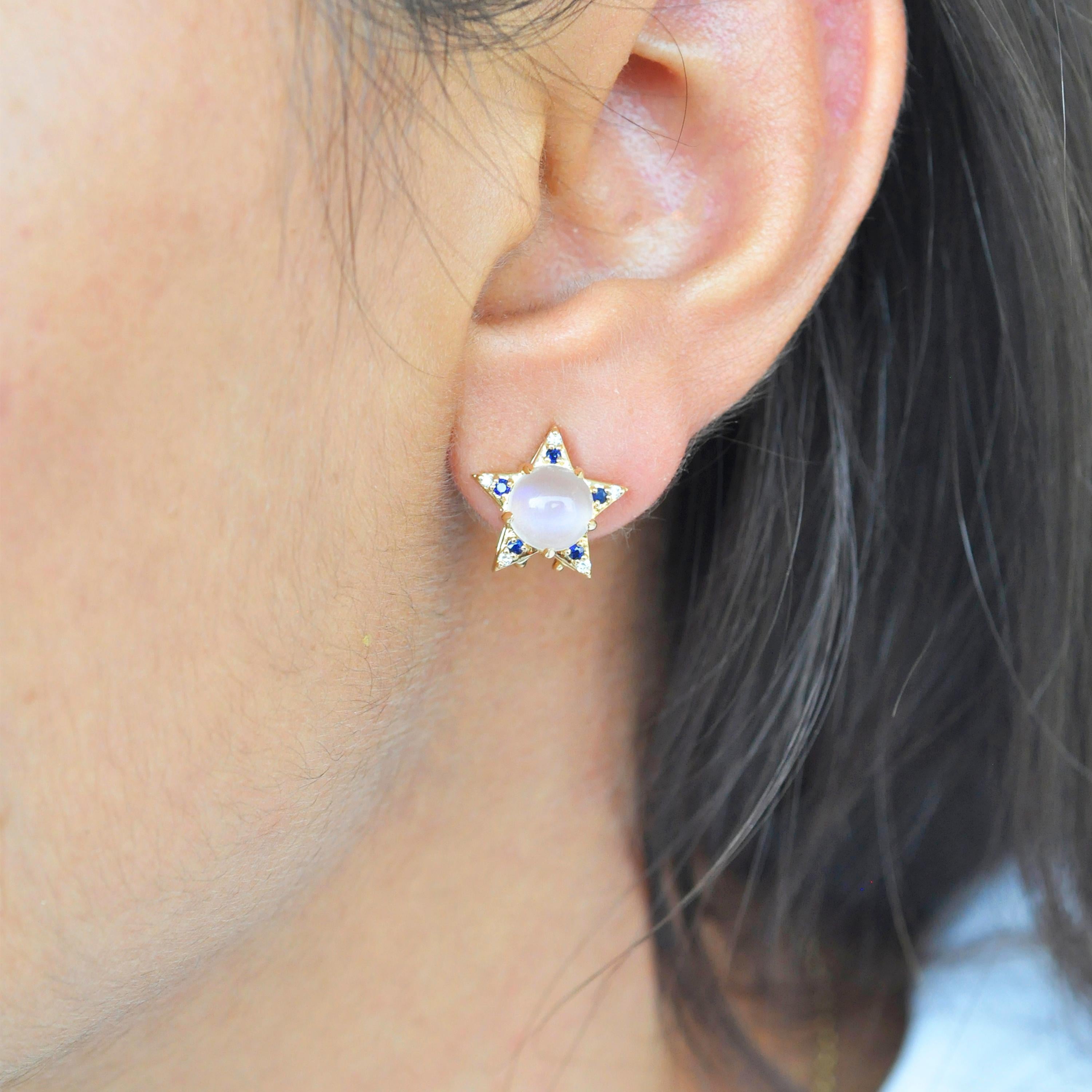 Detachable 18 Karat Gold Citrine Topaz Moonstone Blue Sapphire Diamond Earrings 7