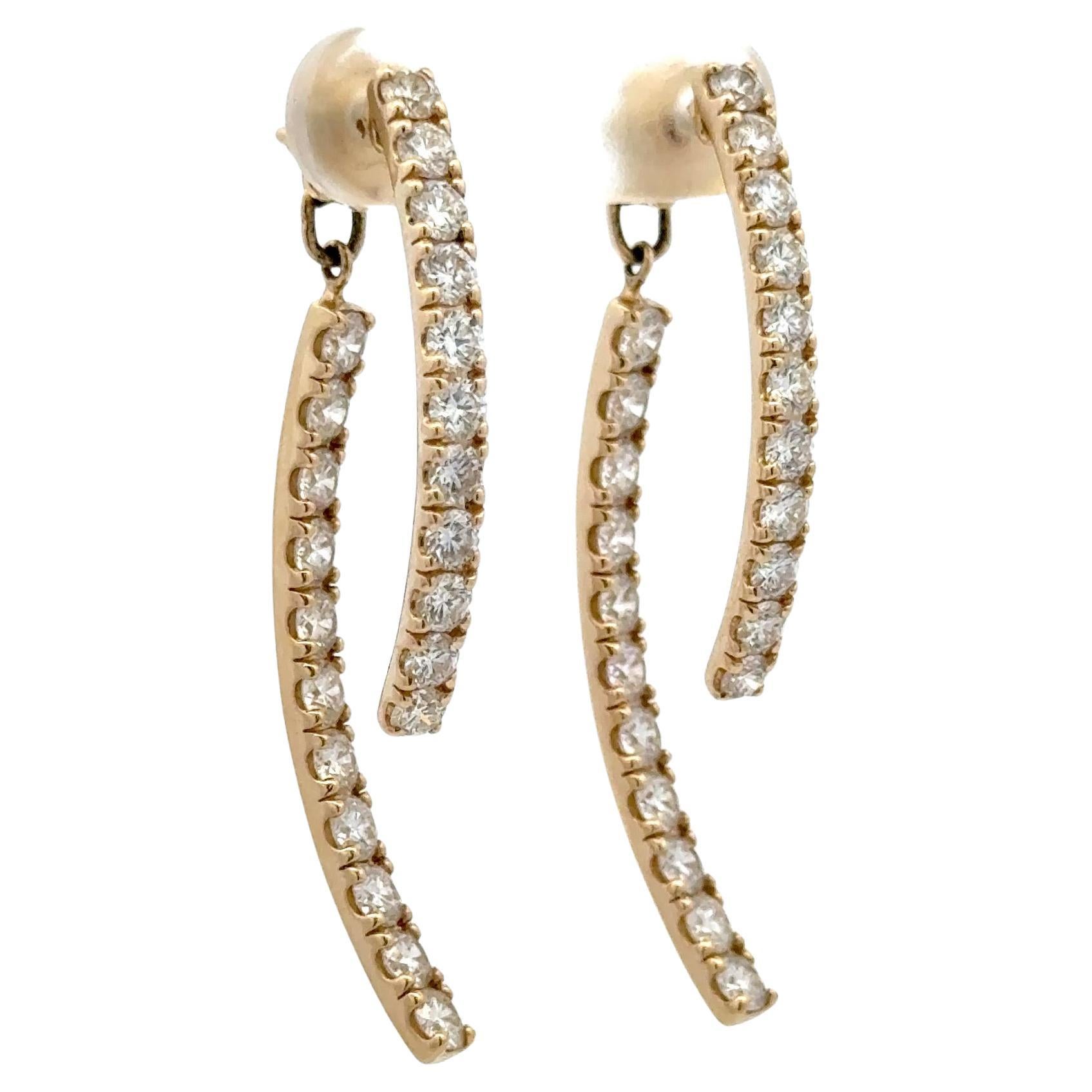 Detachable Diamond Curve Drop Earrings Carats 14 Karat Yellow Gold