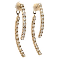 Pendientes de Gota Curva de Diamantes Desmontables Quilates Oro Amarillo 14 Kilates
