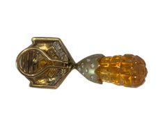Detachable Drop Citrine Earrings with Diamonds