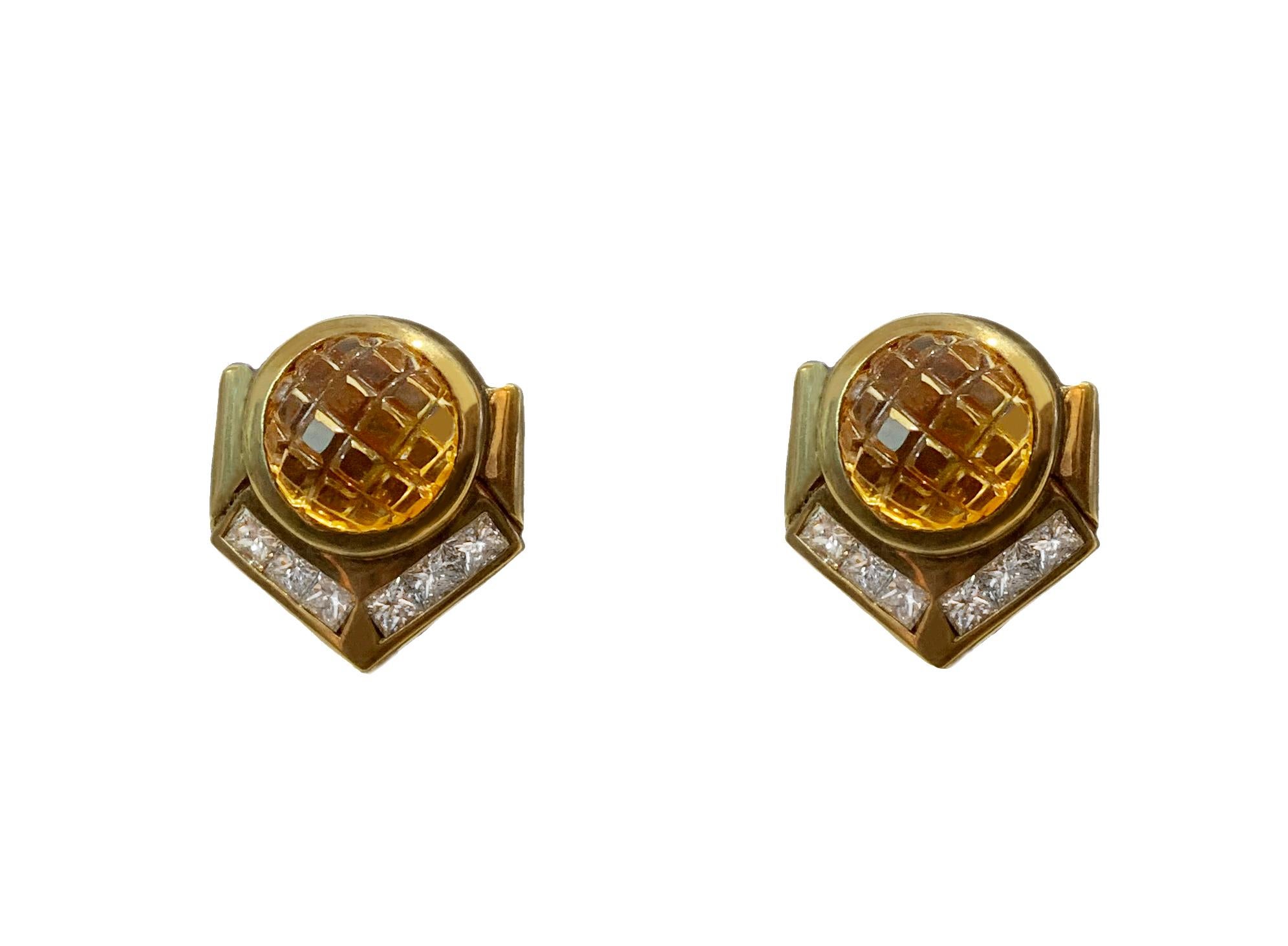 Detachable Drop Citrine Earrings with Diamonds For Sale 1