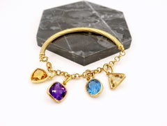 Detachable Multi-Color Fancy-Shaped Gemstone Charm Bracelet in 18K Yellow Gold