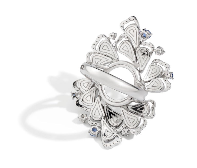 Detachable Ring White Diamonds White Gold Aquamarine Sapphires ...