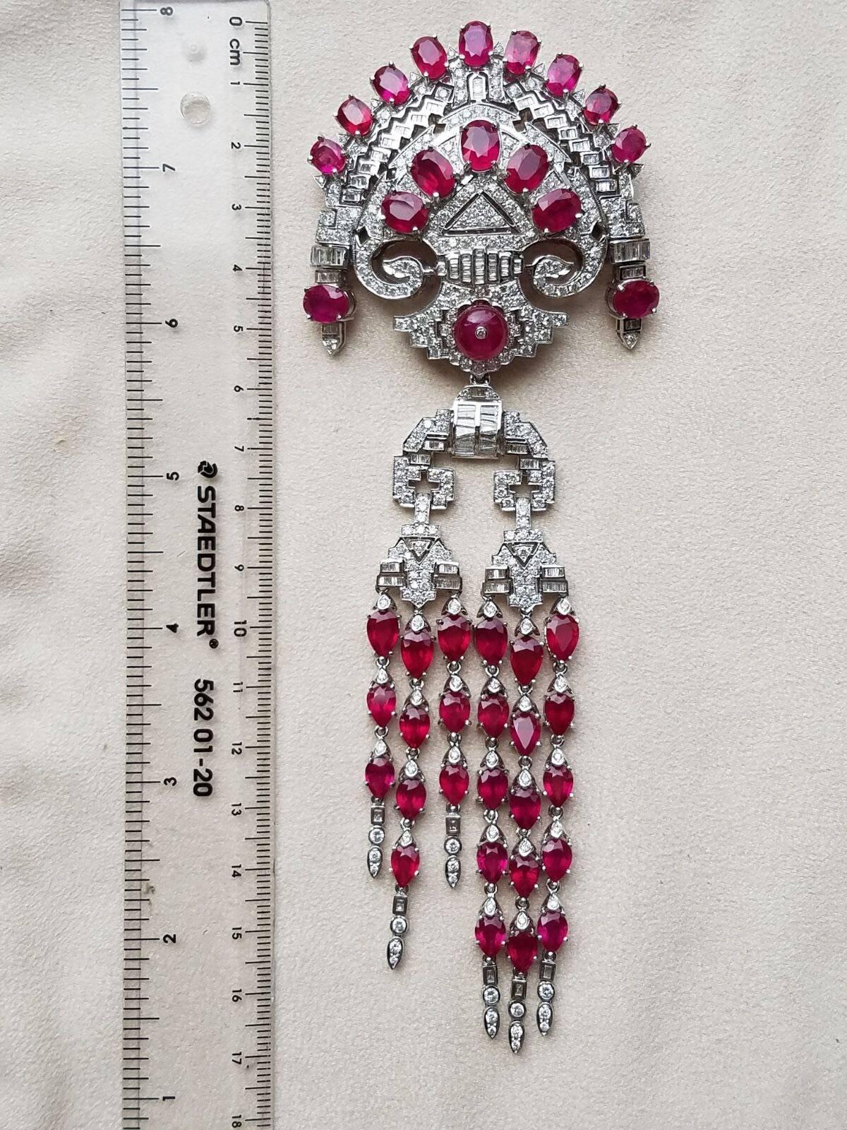 Detachable Ruby and Diamond 18 Karat Gold Clip Brooch and Pendant 2