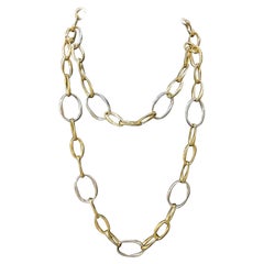 Detachable Two Tone Link Necklace 44.94 Grams Made in Italy 14K Gold