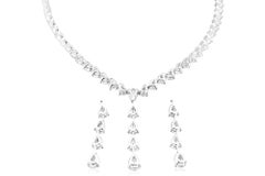 Detachable White Gold Asara Pear Cut Diamond Necklace, 38.75 Carat
