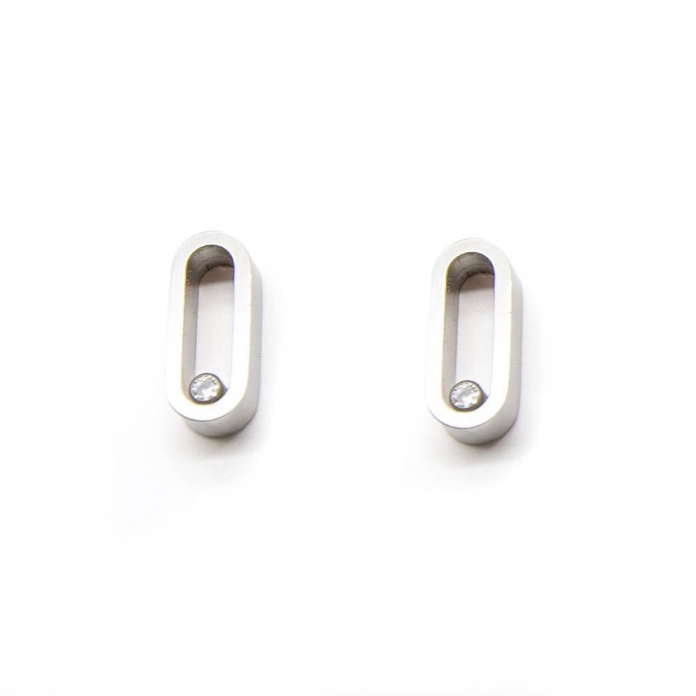Taille brillant Boucles d'oreilles d'origine avec diamants et acier inoxydable
