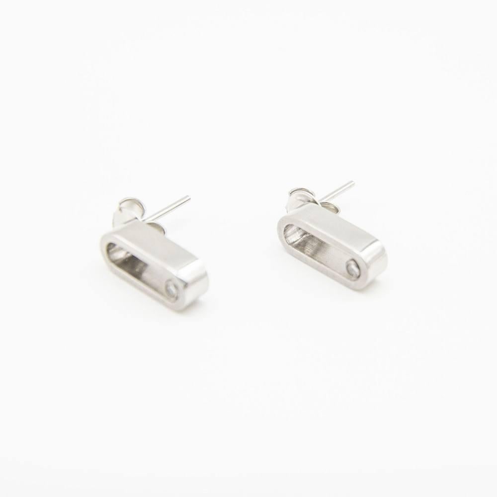 Boucles d'oreilles d'origine avec diamants et acier inoxydable Neuf à Barcelona, CT