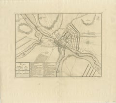 Detailed 1729 Battle Map – Allied Army Camp at Denain France, 1712 Siege