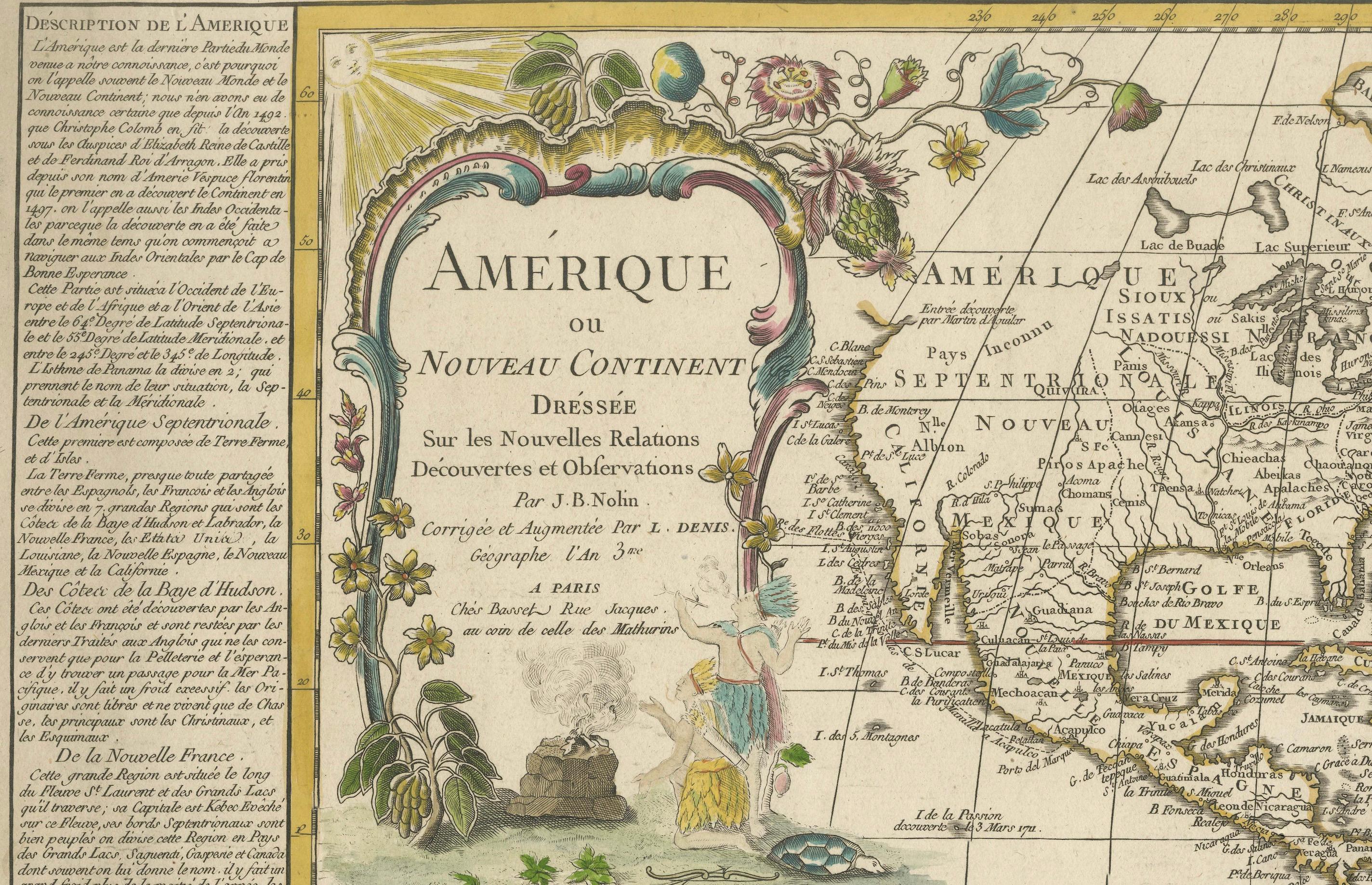 Late 18th Century Detailed 1795 Map of the Americas with Exploration Tracks and Nice Cartouche For Sale