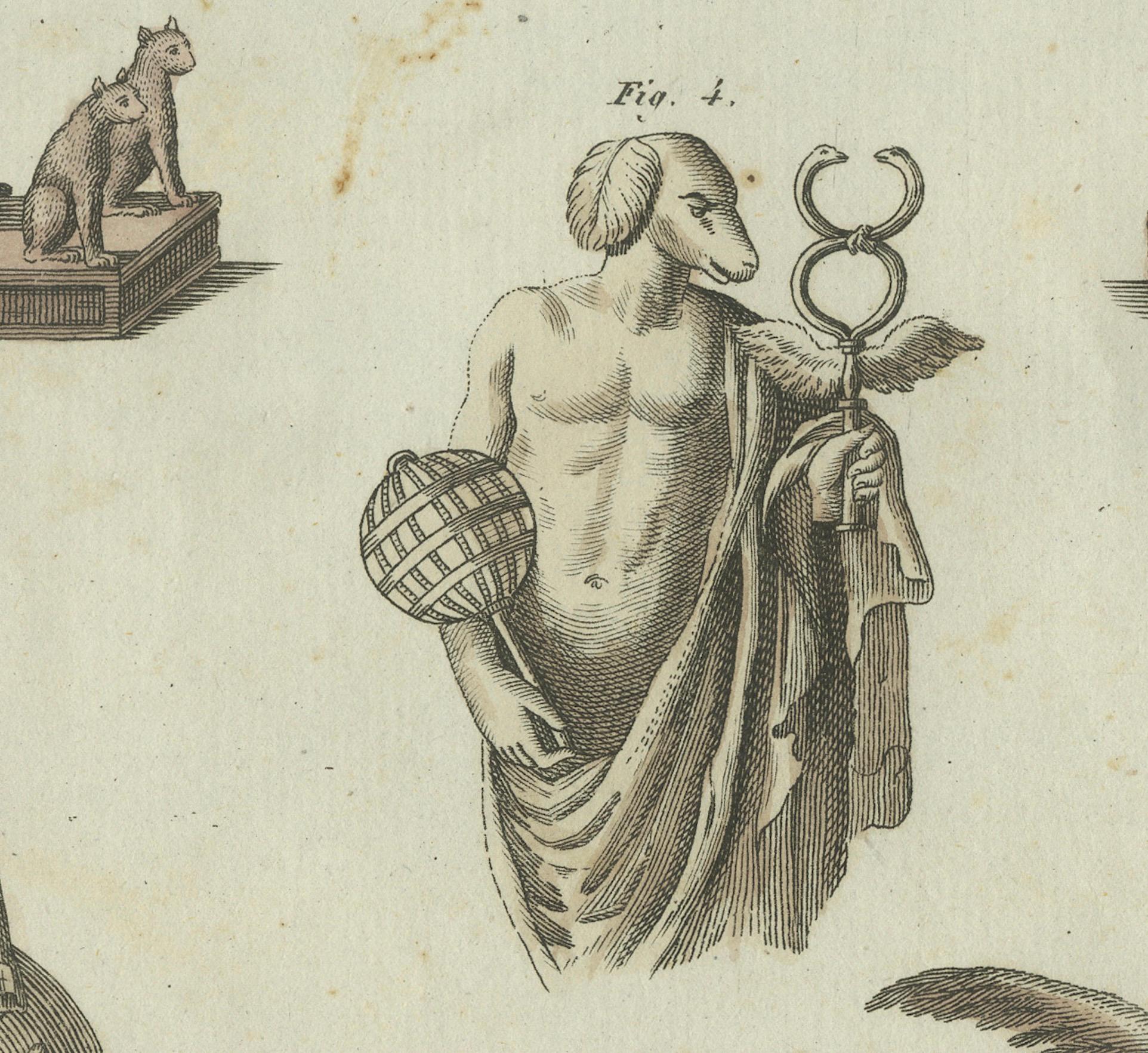 Début du XIXe siècle Gravure détaillée de 1805 d'objets égyptiens et classiques anciens de Bertuch en vente