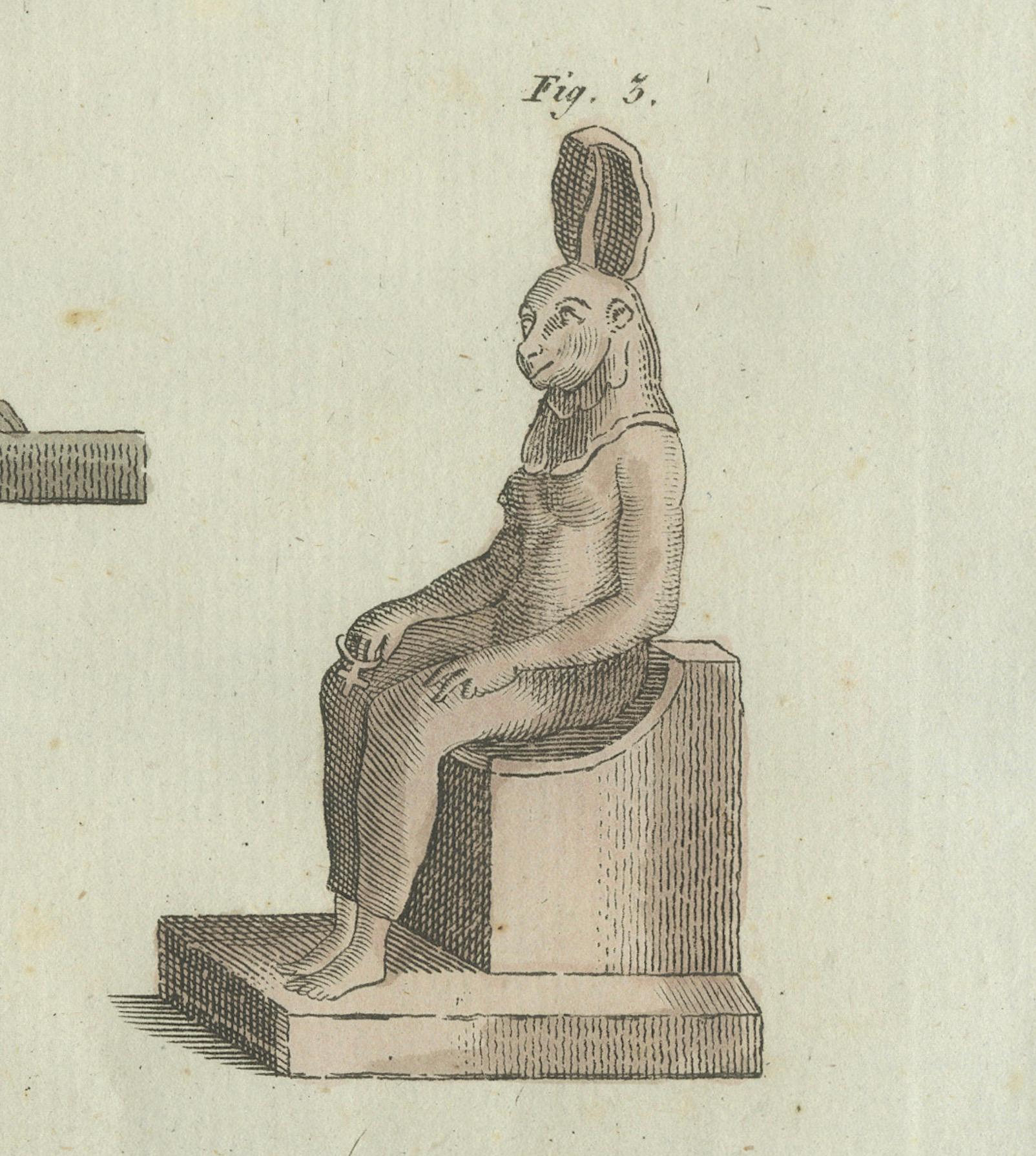 Papier Gravure détaillée de 1805 d'objets égyptiens et classiques anciens de Bertuch en vente