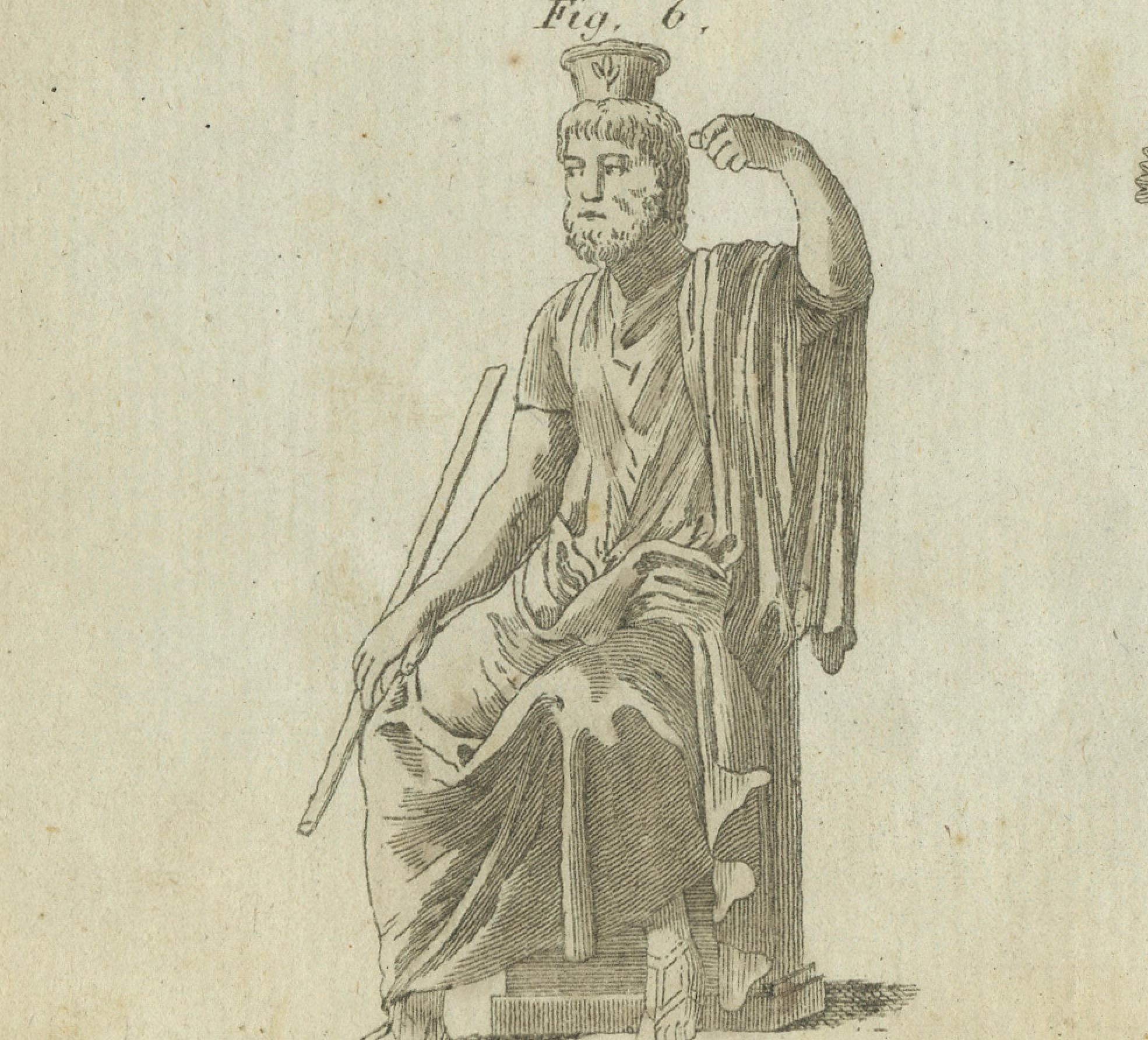 Detaillierter Kupferstich von 1805 mit antiken Statuen und Gottheiten aus Bertuchs Werk im Zustand „Gut“ im Angebot in Langweer, NL