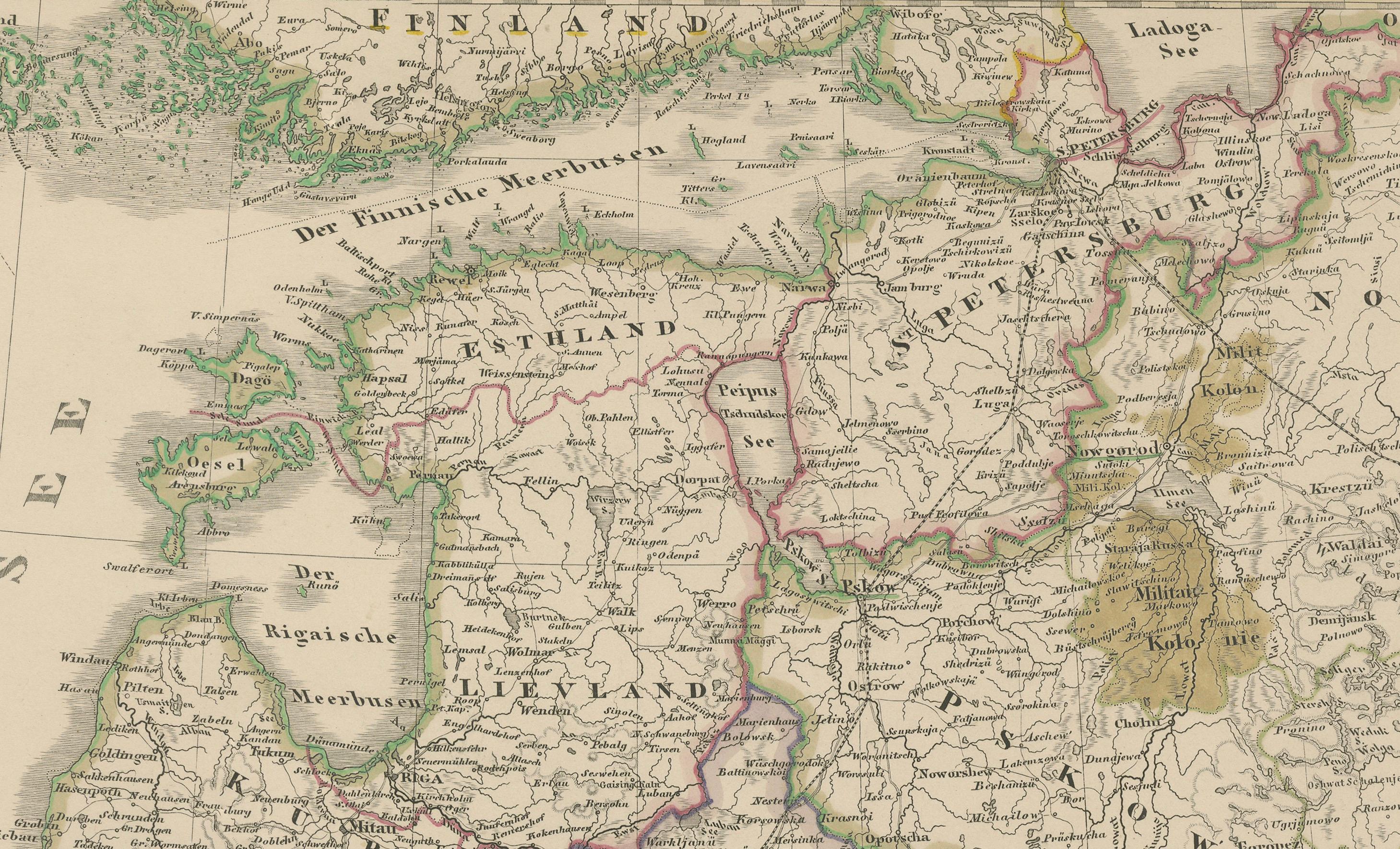 Carte des Etats baltes et de Moscou - Gravure ancienne de l'Empire russe, 1856

Cette carte finement gravée de 1856, intitulée 