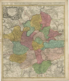 Detailed 18th-Century Map of Paris and Its Surrounding Regions by Johann Homann