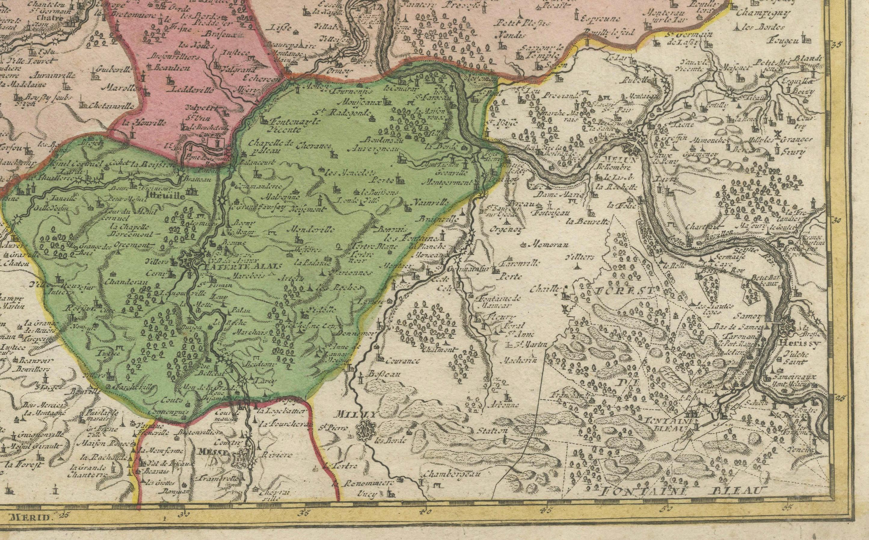 Detaillierte Karte von Paris und seinen umgebenden Regionen aus dem 18. Jahrhundert von Johann Homann (Frühes 18. Jahrhundert) im Angebot