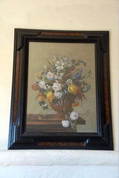 Drawing de bouquet de pastel encadré détaillé de style du 18ème siècle