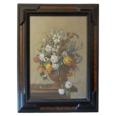 Disegno dettagliato di bouquet a pastello incorniciato in stile 18° secolo