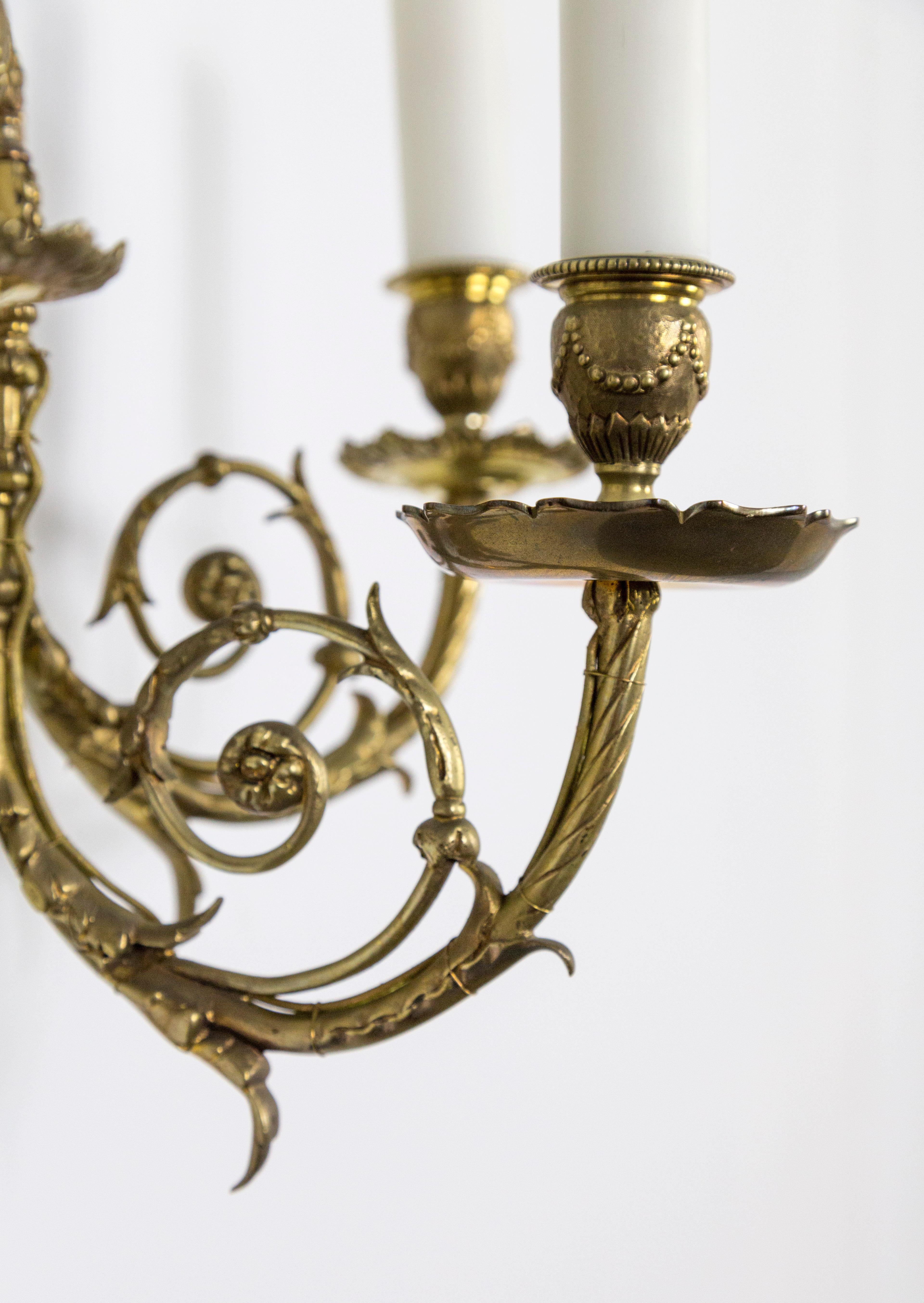 Detailed 2nd Empire Brass 3-Arm Sconces 'Pair' 4