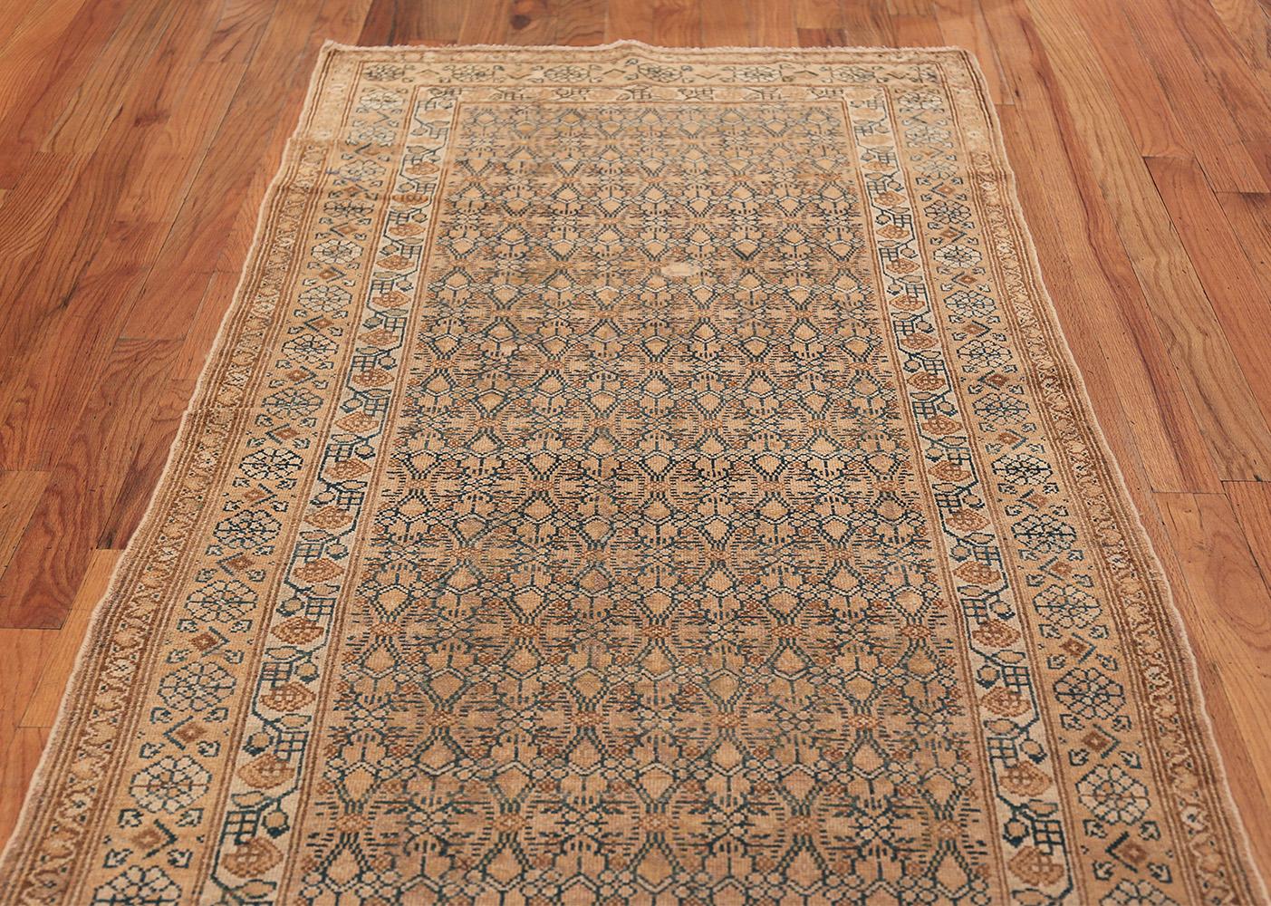 Early 20th Century Detailed Alabaster Antique Persian Malayer Runner Rug. Size: 3 ft 7 in x 16 ft