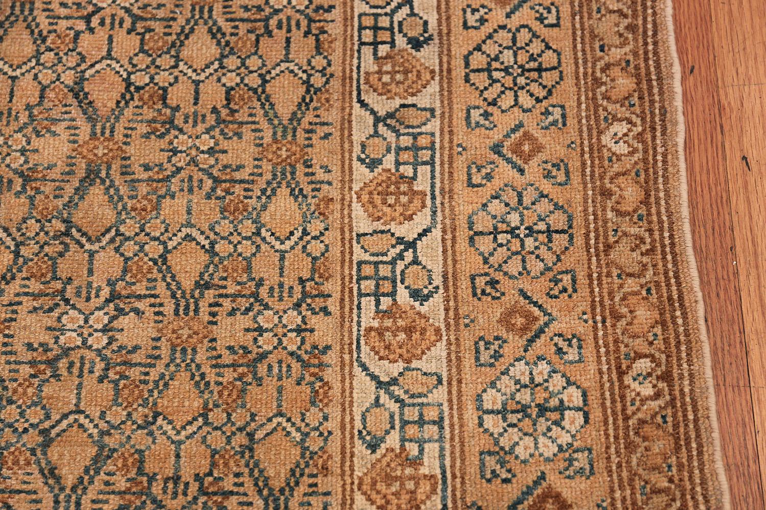 Wool Detailed Alabaster Antique Persian Malayer Runner Rug. Size: 3 ft 7 in x 16 ft