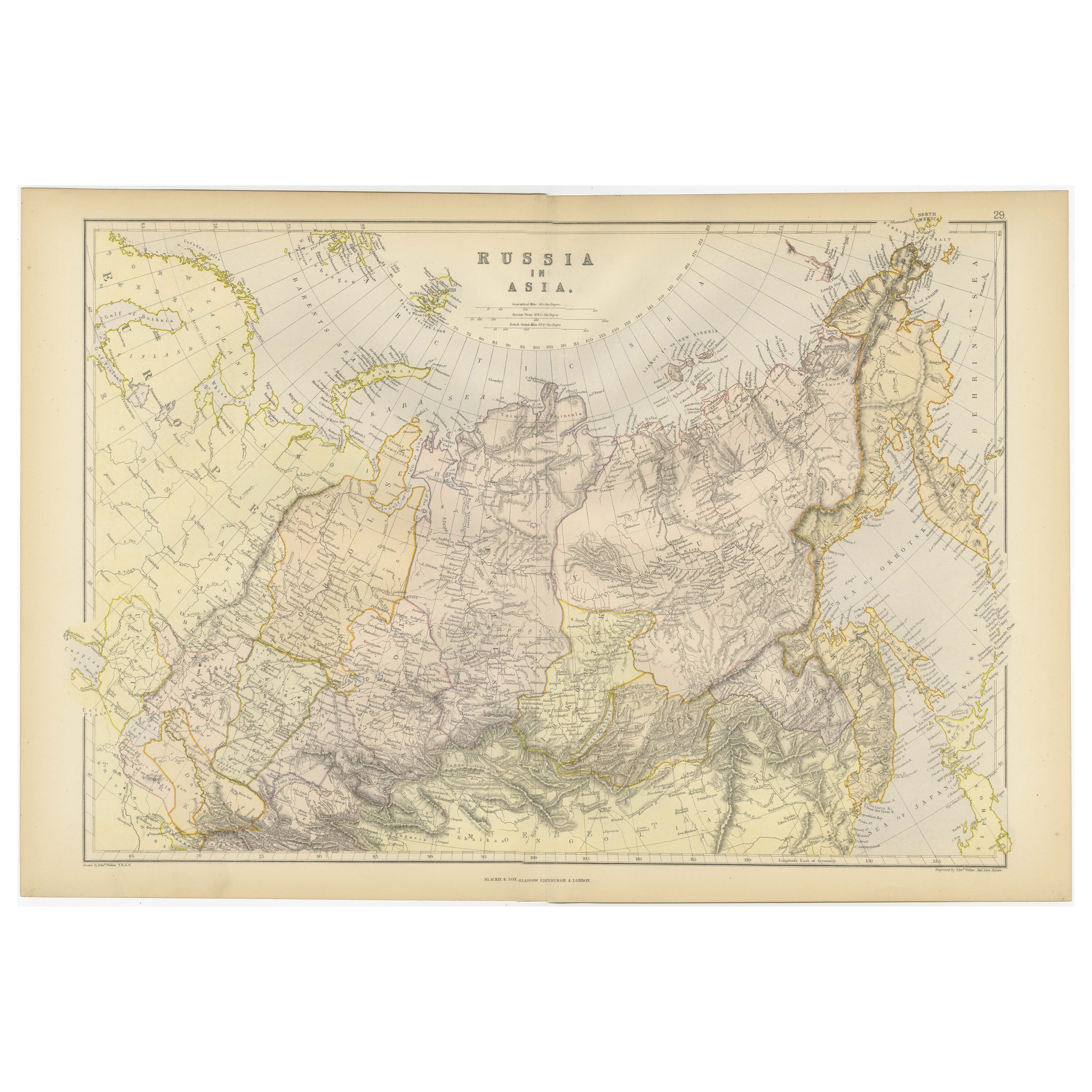 Cartografia antica dettagliata della Russia asiatica, 1882