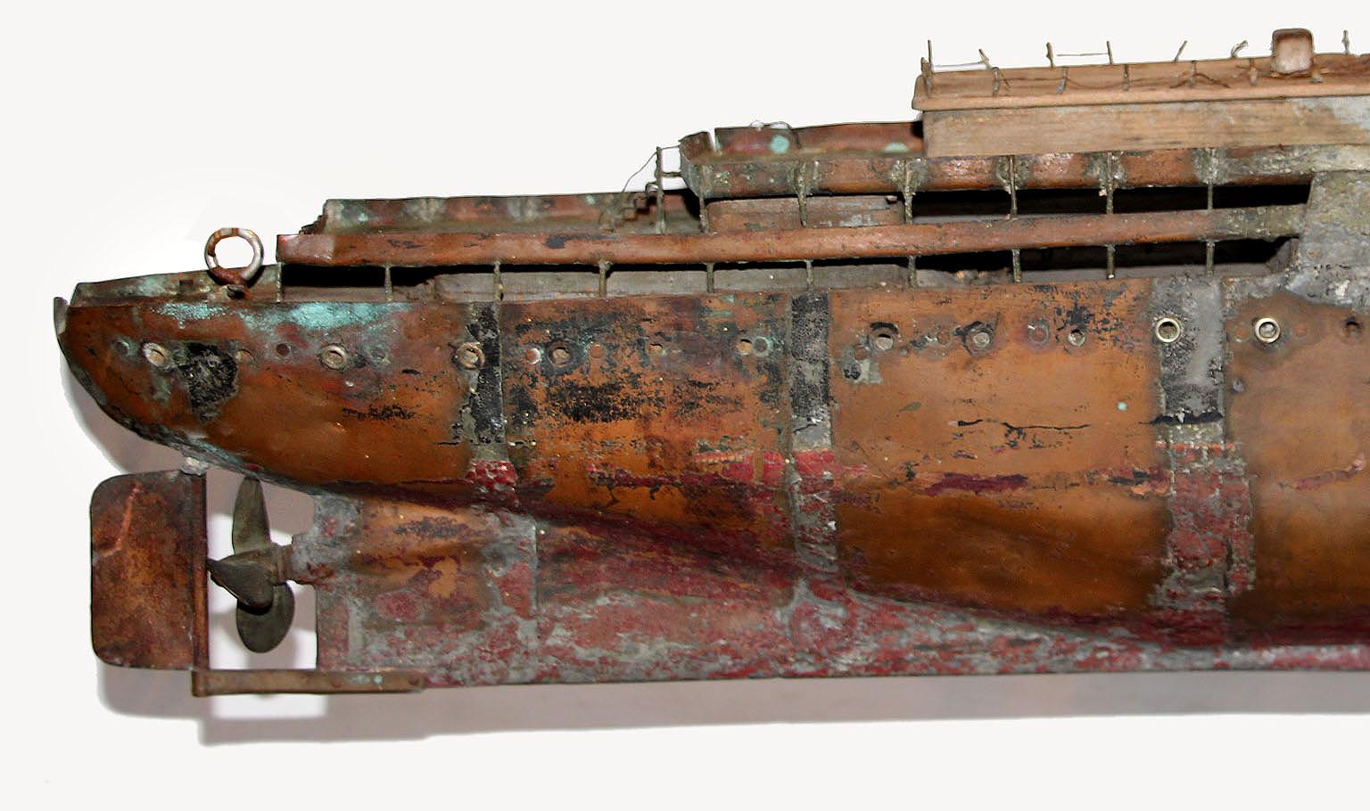 Detailed Antique Copper Ship Model 3