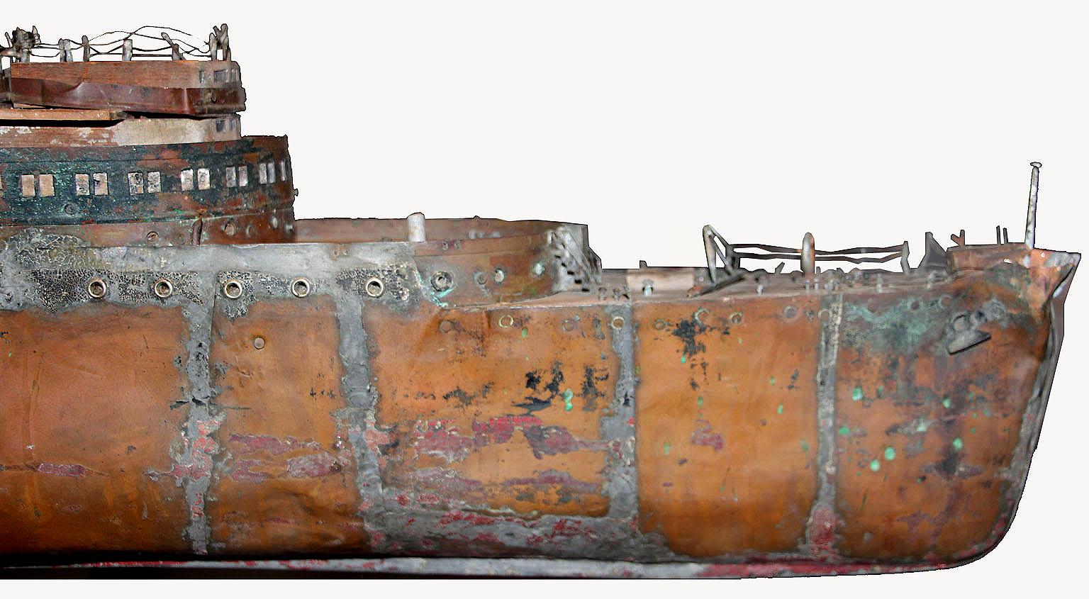 Detailed Antique Copper Ship Model 4