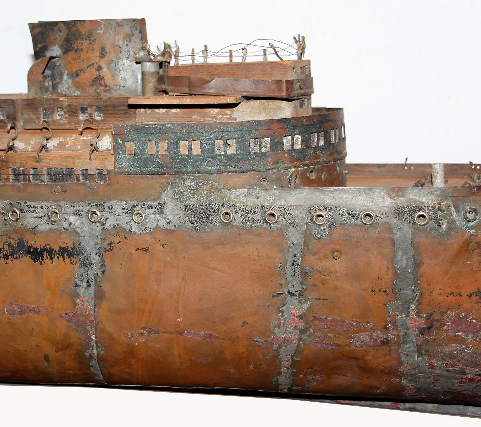 Detailed Antique Copper Ship Model 1
