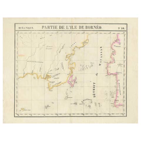 Detailed Antique Map of a Portion of Borneo and Sulawesi in Indonesia, c.1825