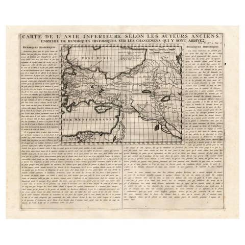 Detailed Antique Map of Asia Minor & Cyprus with Historical Notes, 1732