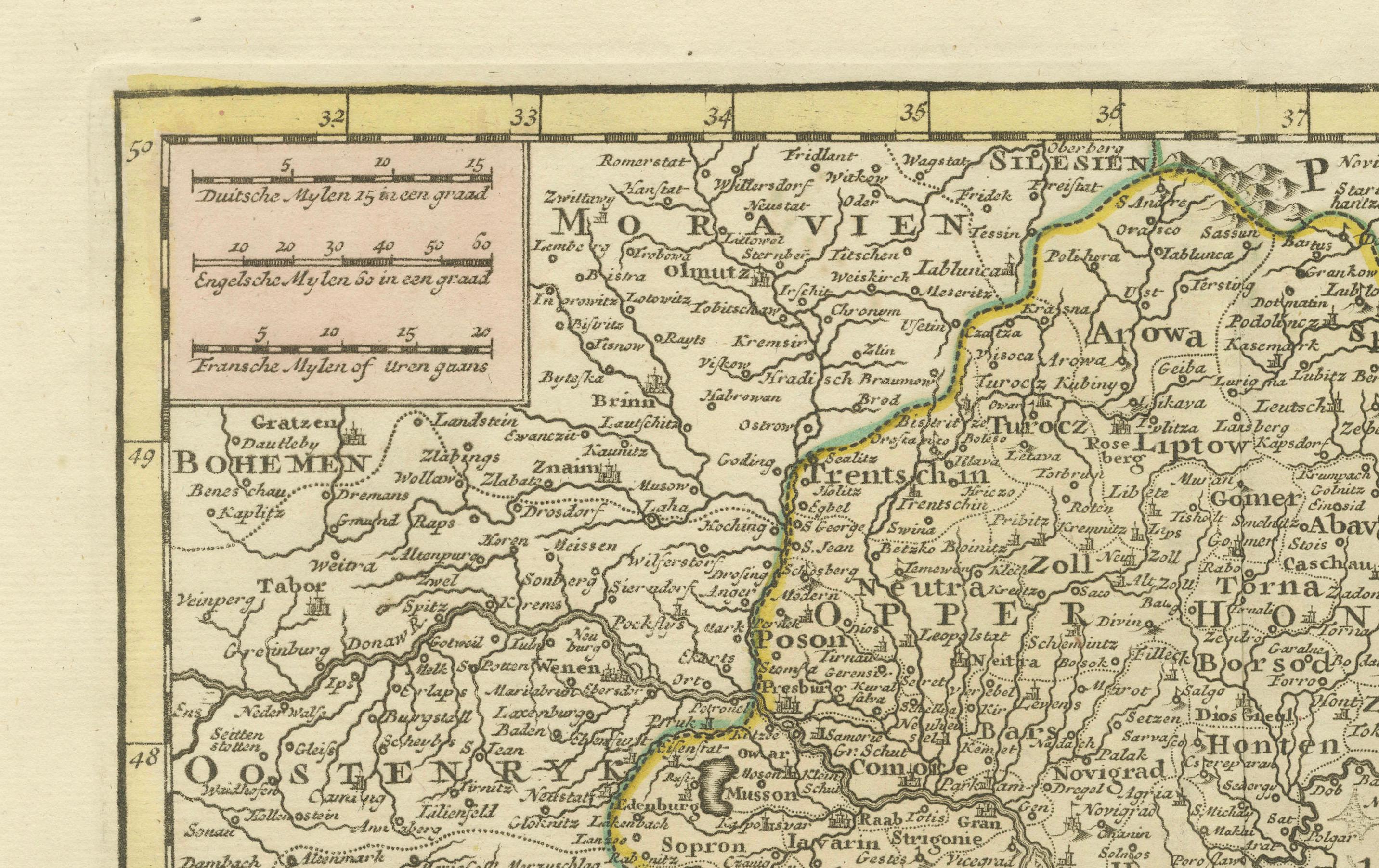 Detaillierte antike Karte von Ungarn und Transylvania von Tirion, 1753 im Zustand „Gut“ im Angebot in Langweer, NL