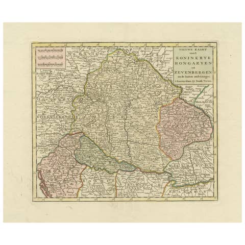 Detailed Antique Map of Hungary and Transylvania by Tirion, 1753