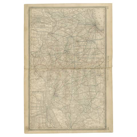 Detailed Antique Map of Illinois – Railroads, Cities & Counties, 1888