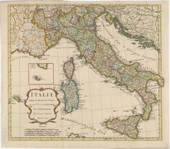 Detailed Antique Map of Italy and surrounding Islands, 1761