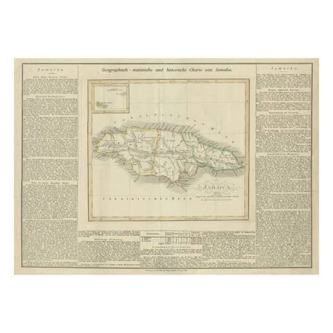 Detailed Antique Map of Jamaica - Published in Weimar, 1825