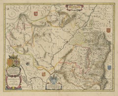 Detailed Antique Map of Northern Spanish Region of Aragon, c.1650