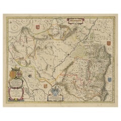 Carte ancienne détaillée de la région espagnole du nord de l'Aragon, vers 1650