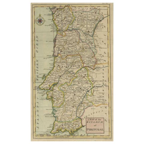 Detailed Antique Map of Portugal, Published for the 'Gentleman's Magazine', 1758