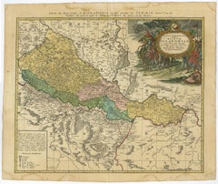 Detailed Antique Map of Slavonia, the Region in Eastern Croatia, ca.1745