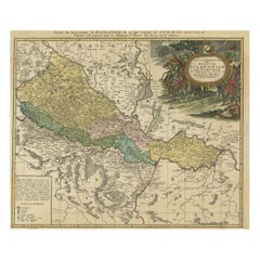 Carte ancienne détaillée de Slavonia, la région de l'est de la Croatie, vers 1745