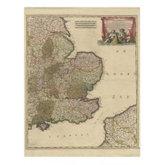 Mappa antica dettagliata dell'Inghilterra sudorientale, incluso Warwickshire e Hampshire, 1690