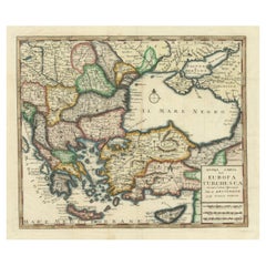 Mappa antica dettagliata del Mar Nero, dei Balcani e dell'Asia Minore