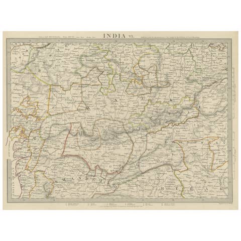 Detailed Antique Map of the Region of Malwa in India, 1833