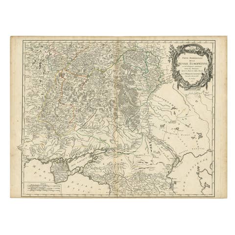 Detailed Antique Map of the Southern Part of European Russia and Ukraine, 1752