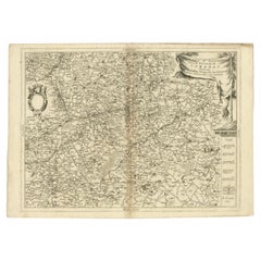 Detailed Antique Map of Western Belgium and Eastern France by Coronelli, 1690